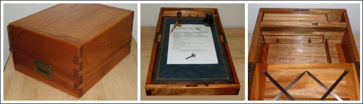 Mahogany Writing Slope with Antique Blue Leather