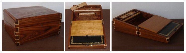 Rosewood & Maple Writing Slope with Black Leather