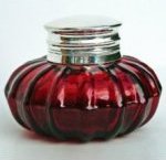 Ruby Red Glass Inkwell