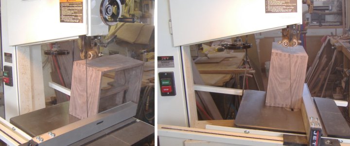 Once Assembled Box is Cut at an Angle on a 12 inch Bandsaw